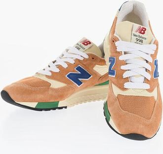 New Balance Suede and Fabric Low-Top Sneakers with Contrast Monogram size 8