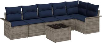 vidaXL Conjunto De Sof&aacute; De Jard&iacute;n 7 Uds. Gris Rat&aacute;n Sint&eacute;tico Vidaxl