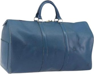 Louis Vuitton Pre-owned Boston Bag - Dames - Vintage Weekendtas - Blauw - ONE Size - Leer - Vintage