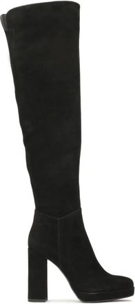 Kazar Suede musketiers met hoge hak en plateauzool - Dames - Hoge Laarzen - Zwart - 38 EU - Su&egrave;de - Schoenen