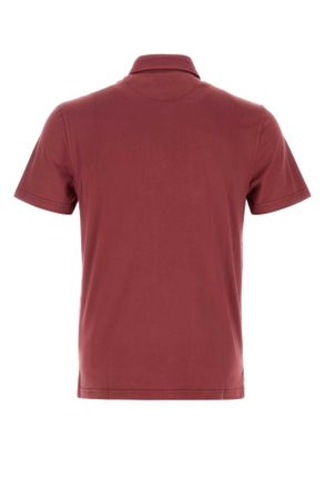 Fedeli Mens Tyrian Purple Stretch Cotton Polo Shirt Cicliegia Exterior: Elastane