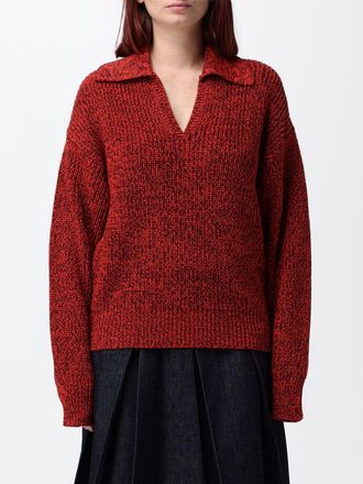 Tela V-Neck Long-Sleeved Wool Blend Knitted Polo Shirt