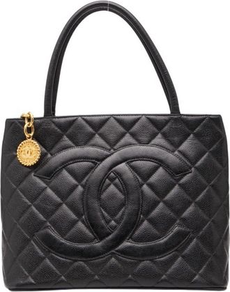 Chanel Black Grained Calfskin Tote Bag (Pre-Owned)
