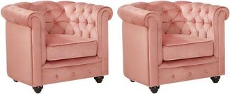 Vente-Unique Lotto di 2 poltrone CHESTERFIELD in velluto Rosa cipira