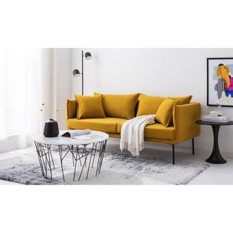 M&oslash;rteens home24 Studio Copenhagen Sofa Bayboro 2,5-Sitzer Senfgelb Webstoff 170x72x75 cm