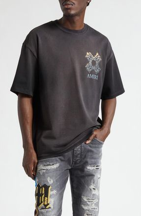 Amiri MA Quad Flames Oversize Cotton Graphic T-Shirt in Black at Nordstrom, Size Xxx-Large