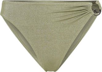 Karl Lagerfeld logo-ring bikini brief - women - Metallic Fibre/Elastane/Polyamide - L - Green
