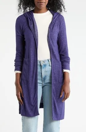 Go Couture Hooded Sweater Cardigan in Damson at Nordstrom Rack, Size Medium