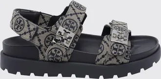 Tory Burch Sandali Mellow in canvas jacquard con logo Double T e suola platform