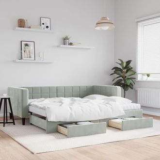 vidaXL Vidaxl - Sof&aacute; Cama Nido Con Cajones Terciopelo Gris Claro 90x190 Cm