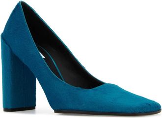 Alaia Womens Calf Hair Square-Toe Pump Turquoise