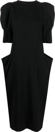 Bite Studios short-sleeve wool midi dress - women - Wool/Polyamide/Elastane/Cupro - 12 - Black