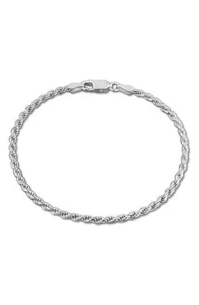 Delmar Diamond Cut Rope Chain Bracelet, 2.40mm in Silver at Nordstrom Rack