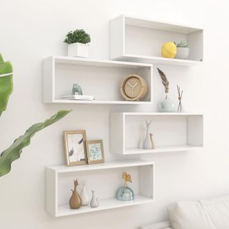 vidaXL Vidaxl - Estante Cubo De Pared 4 Uds Contrachapado Blanco 60x15x23 Cm