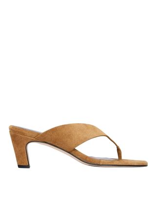 Freda Salvador Womens Kat Heeled Leather Thong Sandal In Chestnut Suede