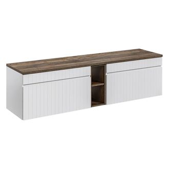 Petits Meubles Mueble bajo lavabo 180 cm 2 nichos tableros laminados blanco