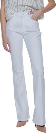 Guess Witte effen broek lente/zomer - Dames - Wijde Broeken - Wit - W32 L34 - Katoen - Broeken