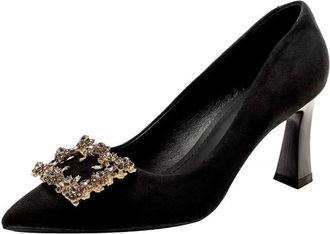 Generic Spring and Autumn Womens Temperament Versatile Fashion Medium Thick Heel Pointed Toe Fashion Shoes Size 8 Heels for Women (Black, 4.5)