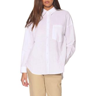 Walter Baker Samira Cotton & Linen Button-Up Shirt in White at Nordstrom Rack, Size X-Small