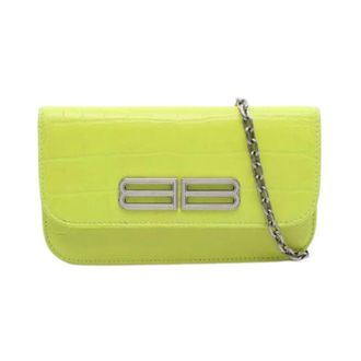 Balenciaga Pre-owned Cross Body Bags, female, Yellow, Size: ONE SIZE Pre-owned Gossip Croc Embossed Shoulder Bag