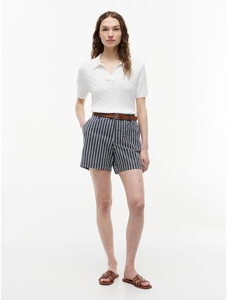 Tommy Hilfiger Womens Stripe Chino Short - Navy - 00