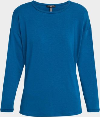Eileen Fisher Cozy Brushed Terry Long-Sleeve Top
