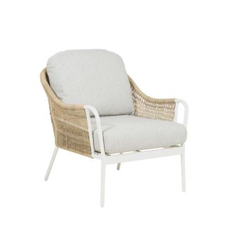 ED&Egrave;N JARD&Iacute; Sill&oacute;n para jard&iacute;n rat&aacute;n sint&eacute;tico tipo trenzado blanco envejecido