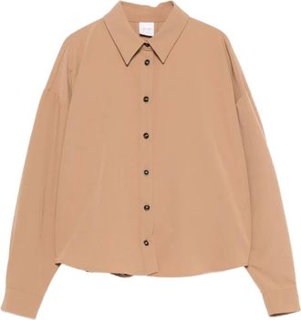 Caliban Blouse met knopen en kraag - Beige