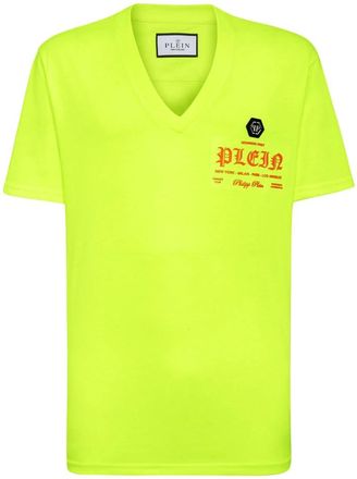 Philipp Plein T-shirt V-Neck - Heren - T-shirts - Geel - 3XL - Katoen - Tops