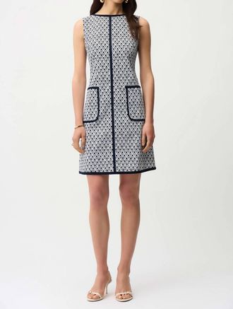 Joseph Ribkoff Pocket Mini Dress In Midnight Blue Vanilla
