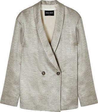 Giorgio Armani Shawl Collar Neutral Textured Relaxed Jacket