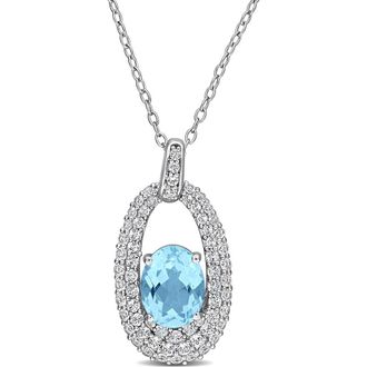 Delmar Sky Blue Topaz & White Topaz Pendant Necklace at Nordstrom Rack
