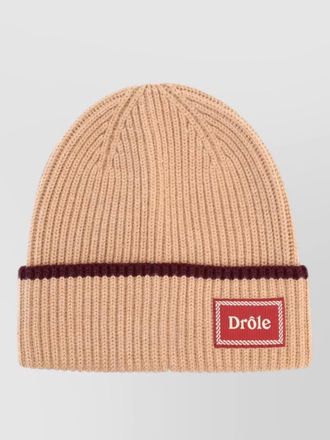 Dr&ocirc;le de Monsieur wool cap ribbed knit folded brim stripe