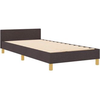 vidaXL Bed Frame with Headboard Dark brown 90 x 200 cm Fabric Vidaxl