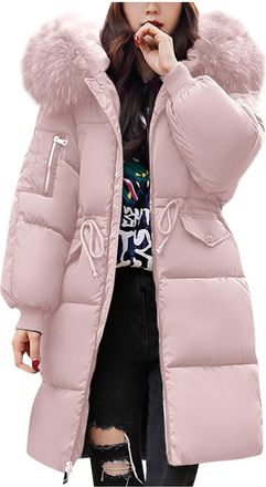 Generic Womens Down Jacket Longline Winter Puffer Coats Ladies Lightweight Windproof Coat Long Sleeve Warm Padded Quilted Outwear Outdoor Hiking Parka Jackets