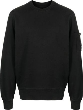 C.P. Company Brushed Emerized Diagonal Fleece Lens Sweatshirt - Heren - Sweatshirts - Zwart - S - Katoen - Hoodies & sweatvesten