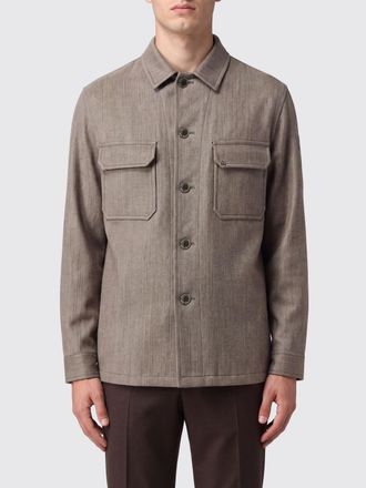 Tagliatore Giacca a camicia in lana vergine con tasche a toppa e patta