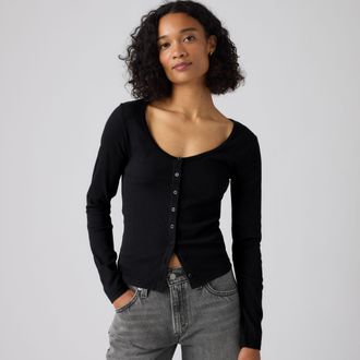 Levi's Austen Button Up Long Sleeve Top - Womens - XL - Black