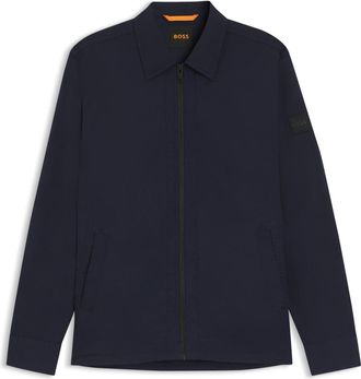 HUGO BOSS Mens Collared Neck Long Sleeve Regular Fit Shirt in Dark Blue - Size Small