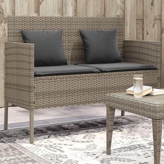 vidaXL Vidaxl - Banco De Jard&iacute;n Con Cojines Rat&aacute;n Sint&eacute;tico Gris
