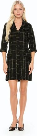 Alexia Admor Isolde Dropped Collar Button Down Tweed Dress in Black Tweed at Nordstrom, Size 10