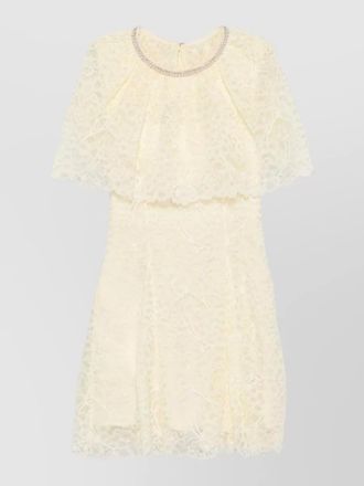 Self Portrait knee length dress lace cape sleeves