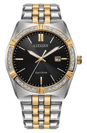 Citizen Corso Eco-Drive Diamond Two-Tone Bracelet Watch, 40mm in Two Tone at Nordstrom Rack