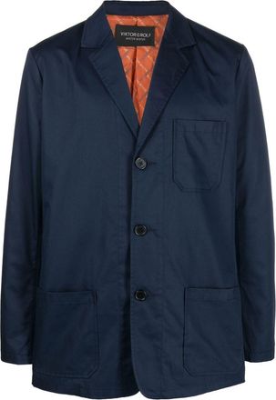 Viktor & Rolf notched-lapels single-breasted blazer - men - Polyester/Cotton/Polyester - S - Blue