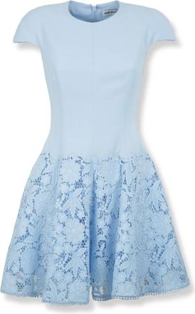 Self Portrait Short Dresses, female, Blue, Size: XS Crepe Lace Mini Dress