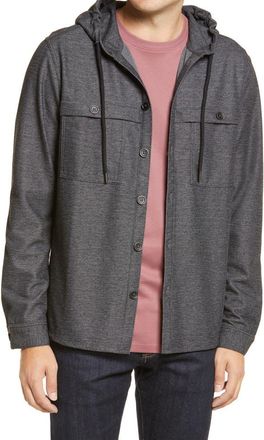 Robert Barakett Banya Hooded Shirt Jacket in Charcoal at Nordstrom, Size Large