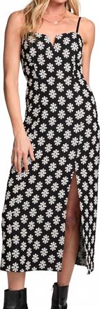 Saltwater Luxe Dottie Midi Knit Floral Dress In Black/cream