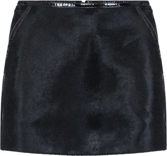 Elisabetta Franchi Rokken, Dames, Zwart, M, Leer, Cowhide Miniskirt