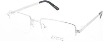 Signature Mens Silver Tone Rectangular Eyeglass Frames 1132Silver55
