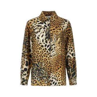 Roberto Cavalli Camisa de Seda Estampado Jaguar - Blouses & Shirts - Mujer - Multicolor - M
